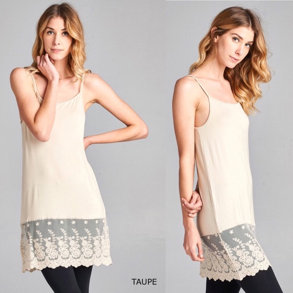 ODDI Small Taupe Dress Extender Tunic Shirt Slip